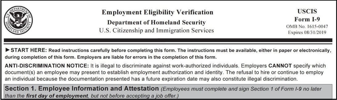 I-9 Forms: Timing of Initial Steps